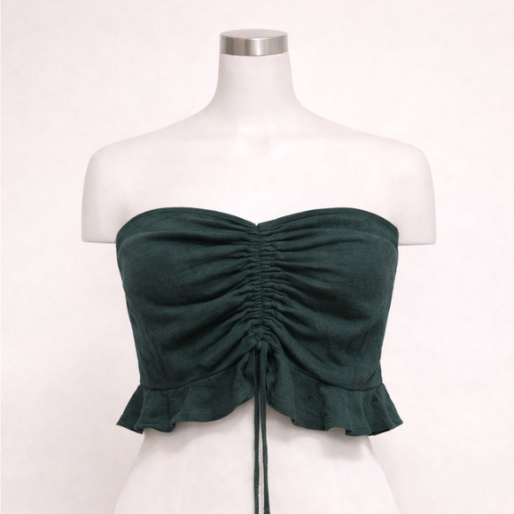Tops - Elegant Dark Green Strapless Top